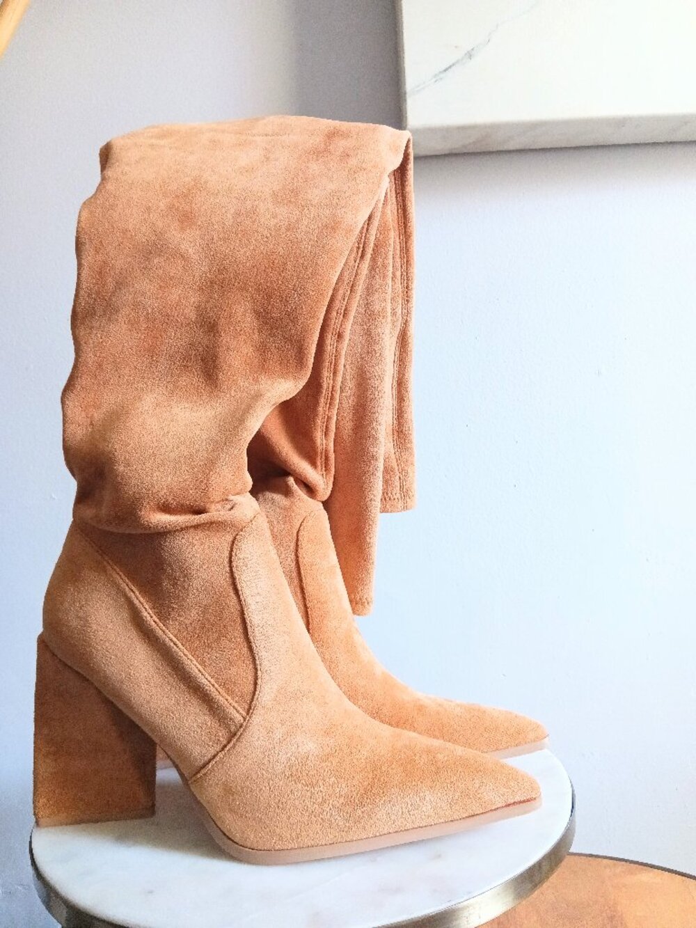 Cape Robbin Scipio Sculpted Block Heel Faux-suede Over-the-knee Boots